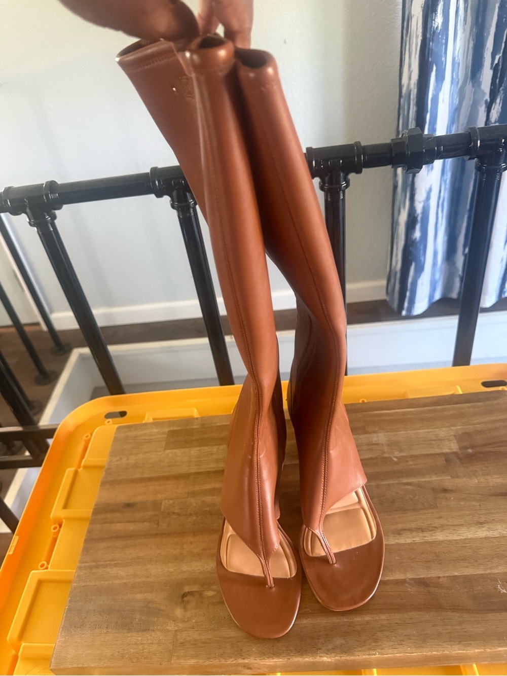 Over-the-Knee Brown Thong Booties — Women’s Tall Fashion Boots